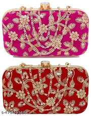 New Stylish Fancy Clutches purse very actractive clutches women's & Girls (Pink and Red)