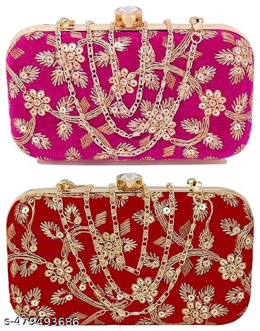 New Stylish Fancy Clutches purse very actractive clutches women's & Girls (Pink and Red)