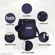 FKT-Black Blue Front Pocket (1K Danier) Side Bag Multipurpose Hand Bag Sling Bag Slim Bag for Office, Cash, Business Collection, Travelling | Stylish Hanging Side Messenger Bag