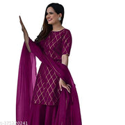 " Zestleaf Viscose Rayon Kurta and Sharara Set with Dupatta"