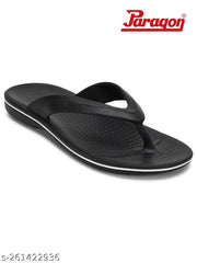 Paragon Daily Wear Lightweight Black and White Flip Flops for Men