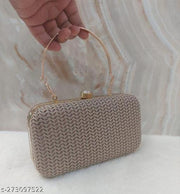 FANCY PARTYWEAR BOX CLUTCH WITH HANDLE SHIMMER SHINING BRIDAL CLUTCH