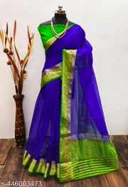 NEW FANCY ORGANZA SAREE  MULTY COLOUR SAREE