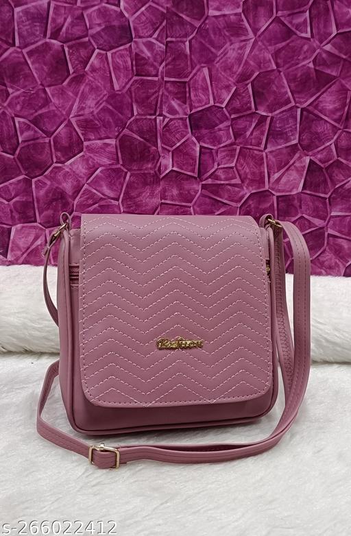 Attractive trendy women Pink PU sling bags/Premium PU leather sling bags for women/Small Sling bags/party wear and wedding bag for women