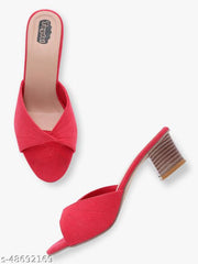 Taydol Women Fancy slip-on Block medium Heel Peach velvet woven design pvc sole open toe Sandal (33)