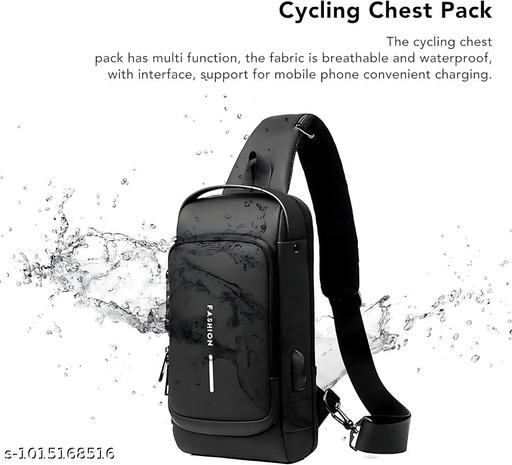 Sling Bag for Men Stylish Crossbody Backpack for Men & Women, Anti-Theft Chest Bag with USB Charging Portt, Messenger Bags, Casual Shoulder Bag