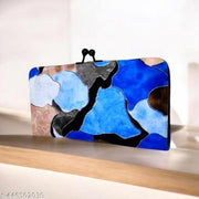 Fantastiqo Abstract Blue & Pink Clutch Bag for Women | Stylish Party & Ethnic Sling Purse | Modern Handbag