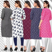 Polyster/Crepe fabric-Women Ethnic Wear Women Crepe Fabric Printed Straight Kurti, Size -S, M, L, XL, XXL, 2XL, XXXL, 3XL, 4XL, 5XL ( New Arrival New Design Fashionable Kurti )