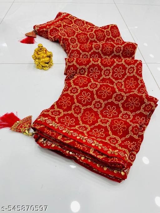 GEORGETTE SAREE, BANDHANI SAREE, CHUNRI SAREE, BANDHEJ SAREE, MATAJI SAREE, RED SAREE, SAREE FOR WOMEN, TRENDING SAREE