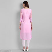 Vitrag Kajal Women's Embroidered Georgette Straight Kurti