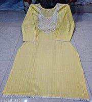 Trendy Combo of 4 Blue & lemon & white & pinkStraight-Fit Embroidered Khadi Cotton New latest Kurtis for Women & Girls Stylish kurtis