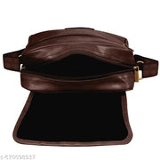 LOREM Brown Casual Faux Leather Cross  Sling Bag For Men SL05
