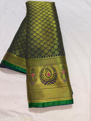 Kanjeevaram Brocade Black Banarasi Pattu Silk Saree