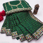 Fency Disener Georgette Pretty Sarees With New Fency  Border With Blouse Piece.