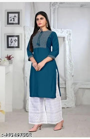 rayon kurti embroidered
