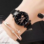 Women Stylish New Fashion Queen Analogue Quartz Magnet Strap Luxury Watch for Women or Girls and Watch for Girl or Women or Stylish Ladies