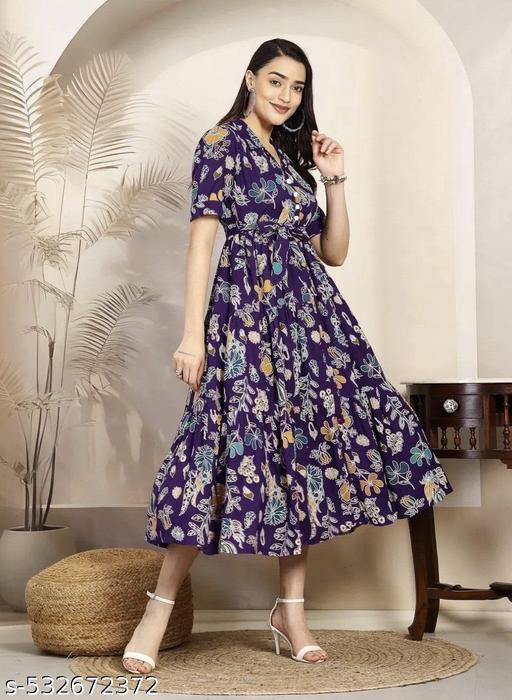 Azure Bloom Rayon Kurti