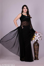 Plain Georgette Saree for womens