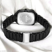 Lorenz Metallic Black Chain Wrist Watch for Women | Square Dial Women's Watch | AS-124A