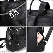Medium 25 L Laptop Backpack Backpack Purse for Women Convertible Travel Vintage PU Leather Shoulder Bag  (Black)