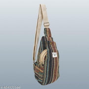 MYRIAD shoulder hemp crossbody messenger bag - handmade in Nepal - over-the-shoulder sling bag - unisex 2 compartments multi-colour pack of 1