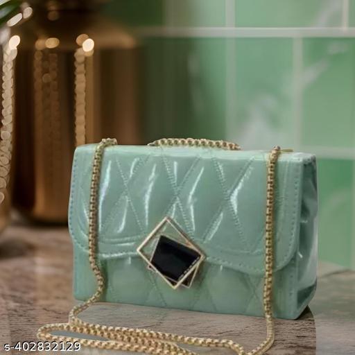 Best Quality High Material Bag For Women / Girls Leather Handbag With Beautiful Chain Handle Attractive Color Designed.