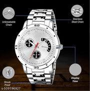 Letest Trendy Luxe Silver  Dial Analog Watch , Sleek Metal Band, and Sub-Dials Watch For Men's & Kids