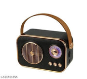 Retro Bluetooth Speaker with Vintage Design – Portable Wireless Soundbox with Leather Handle and Classic Gold Accents