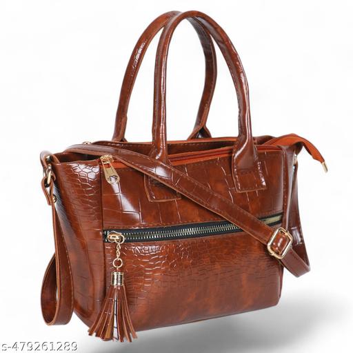 WOB worldofBags-Stylish Women Handbag | Ladies Shoulder Purse with 3 Compartments & Front Pocket | Designer Side Bag for Girls | Travel Purse | Size 22.86x10.16x17.7
