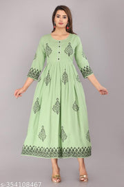Elevate your ethnic wardrobe /women rayon Anarkali printed Kurti