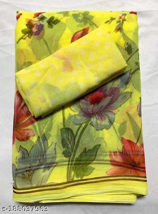 Shivam Prints New Design Georgette Saree With Printed Blouse