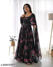 Women's poly Georgette  Printed Party Wedding Fashion Gown