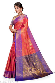 Luxury Banarasi Silk Saree for Women | Bridal Collection Saree  Soft Banarasi Silk Saree with Rich Zari | Ethnic Party Wear Saree