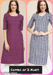 Polyster/Crepe fabric-VIRHAN DESIGN PRINTED 2 COMBO PACK KURTIS FOR WOMEN
