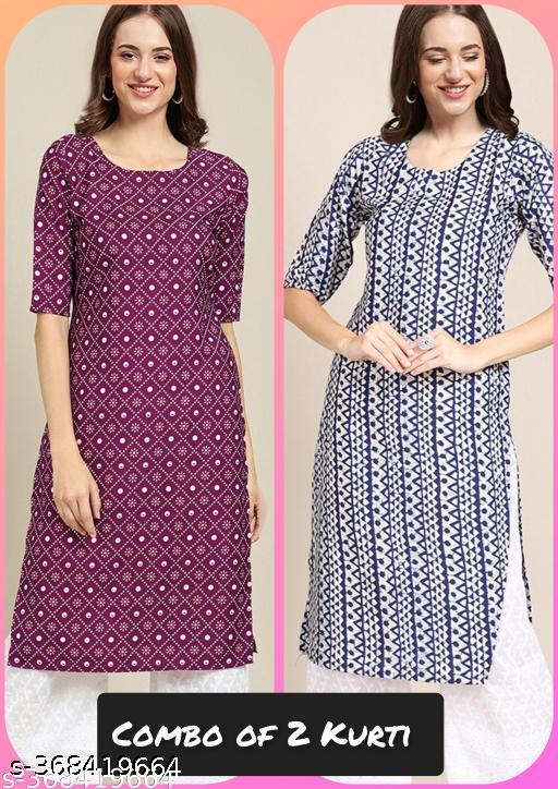 Polyster/Crepe fabric-VIRHAN DESIGN PRINTED 2 COMBO PACK KURTIS FOR WOMEN