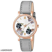 SHREE GORGEOUS FLOWER DESING LATHER ANALOG WATCH FOR GIRLS AND WOMEN COMBO (PACK OF 2)
