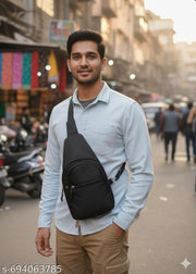 STYLISH CHEST BAG FOR MAN  BLACK