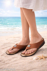 Women Copper Comfort Wedge Slippers with Stylish Stone Work | Daily Wear & Party Use