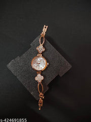 SJE Premium mini Analog watch for ladies stone design rose gold