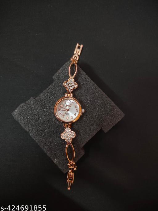 SJE Premium mini Analog watch for ladies stone design rose gold