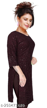 women cotton full Embroidery chikan Kurtis stylised Kurtis, embroider work done on both side front back and on arms also.