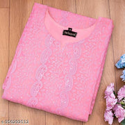 Sequince work chikankari kurti for women and girls (Pink Kurti)