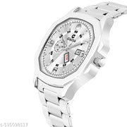 Day & Date Function Watch With Stainless Steel Chain Analog Watch - For Men
