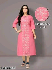 NEW TRENDING EMODRIED KURTY FOR WOMEN AND FULL COTTON KURTY