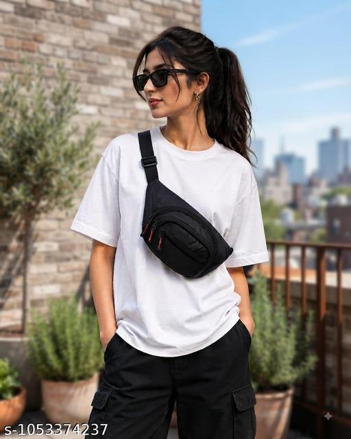 Multi-Pocket Black Waist Pouch for Men & Women | Hands-Free Travel & Cycling Fanny Pack