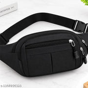 Black Travel Waist Bag | Multi Pocket Sling Belt Bag