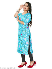 Women Delta Fabric Printed Straight Kurti, Size -S, M, L, XL, XXL, 2XL, XXXL, 3XL, 4XL, 5XL ( New Arrival New Design Fashionable Kurti )