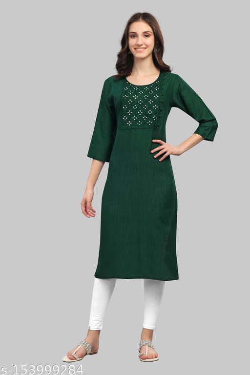 Womens Viscose Rayon Embroidered Straight Kurti Ethnic Wear Traditional Wear