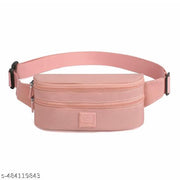 Fashion Waist Bag for Women Double Layer Lightweight Nylon Waist Pack with Adjustable Belt