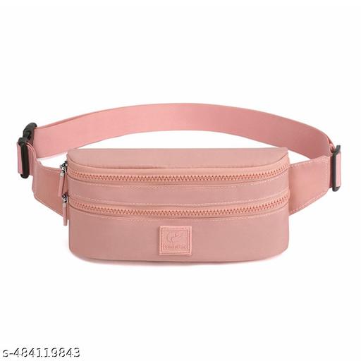 Fashion Waist Bag for Women Double Layer Lightweight Nylon Waist Pack with Adjustable Belt